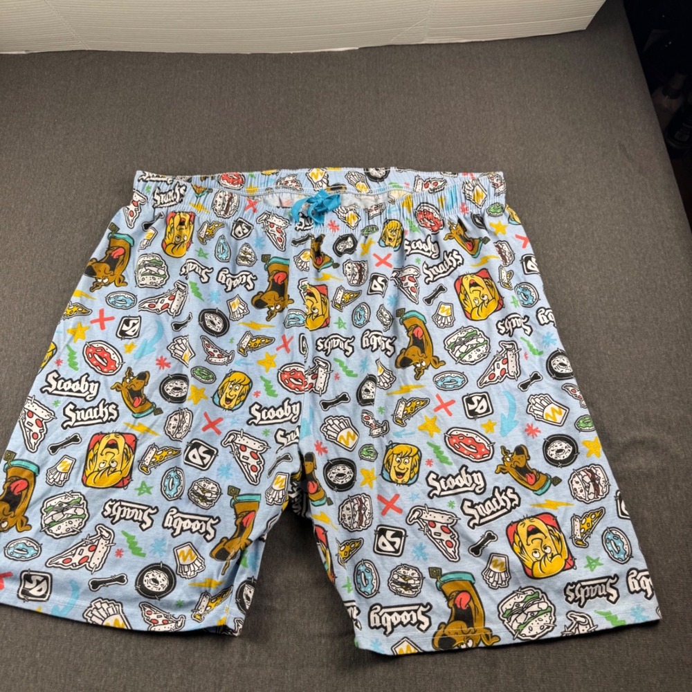 Scooby-Doo Pajama Shorts Womens 2X Blue Scooby Snacks Character Sleepwear 1654